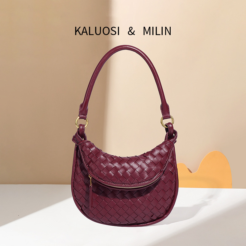 Woven Twin Bag Women's Fashion PU Leather Handbag Designer Underarm Shoulder Bag