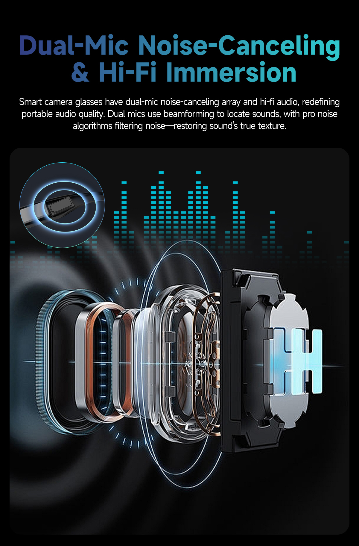 AI-Powered W610 Smart Eyewear: HD Camera & Active Noise Cancellation