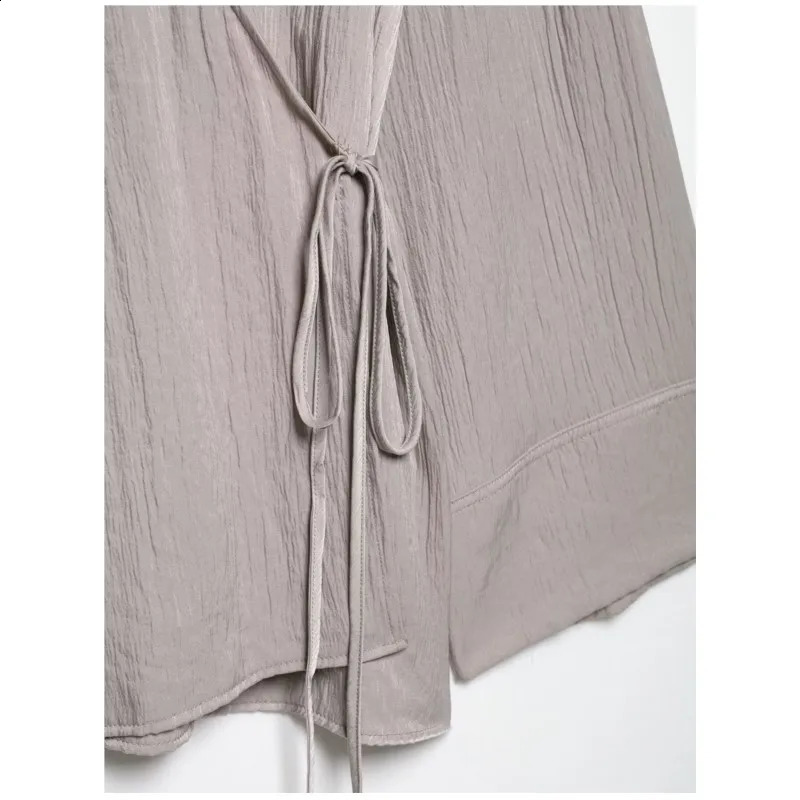 Womens satin pajama pants set spring casual texture kimono jacket womens elastic waist mid Trouses 2piece clothing 250411Z