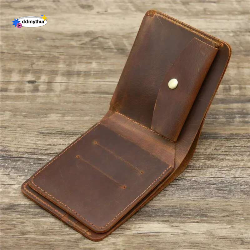 Personalized Best Genuine Mens with Coin Pocket Minimalist Engraved Bi Fold Pure Leather Wallet for Men ddmythur