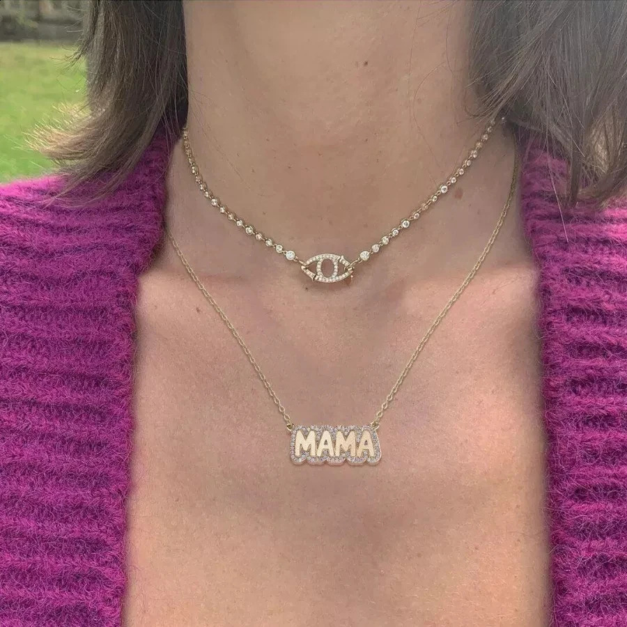 Customized Bubble Name Necklace Personalized Water Diamond Name Zircon Letter Galvanized Sparkling Diamond Pendant 250409