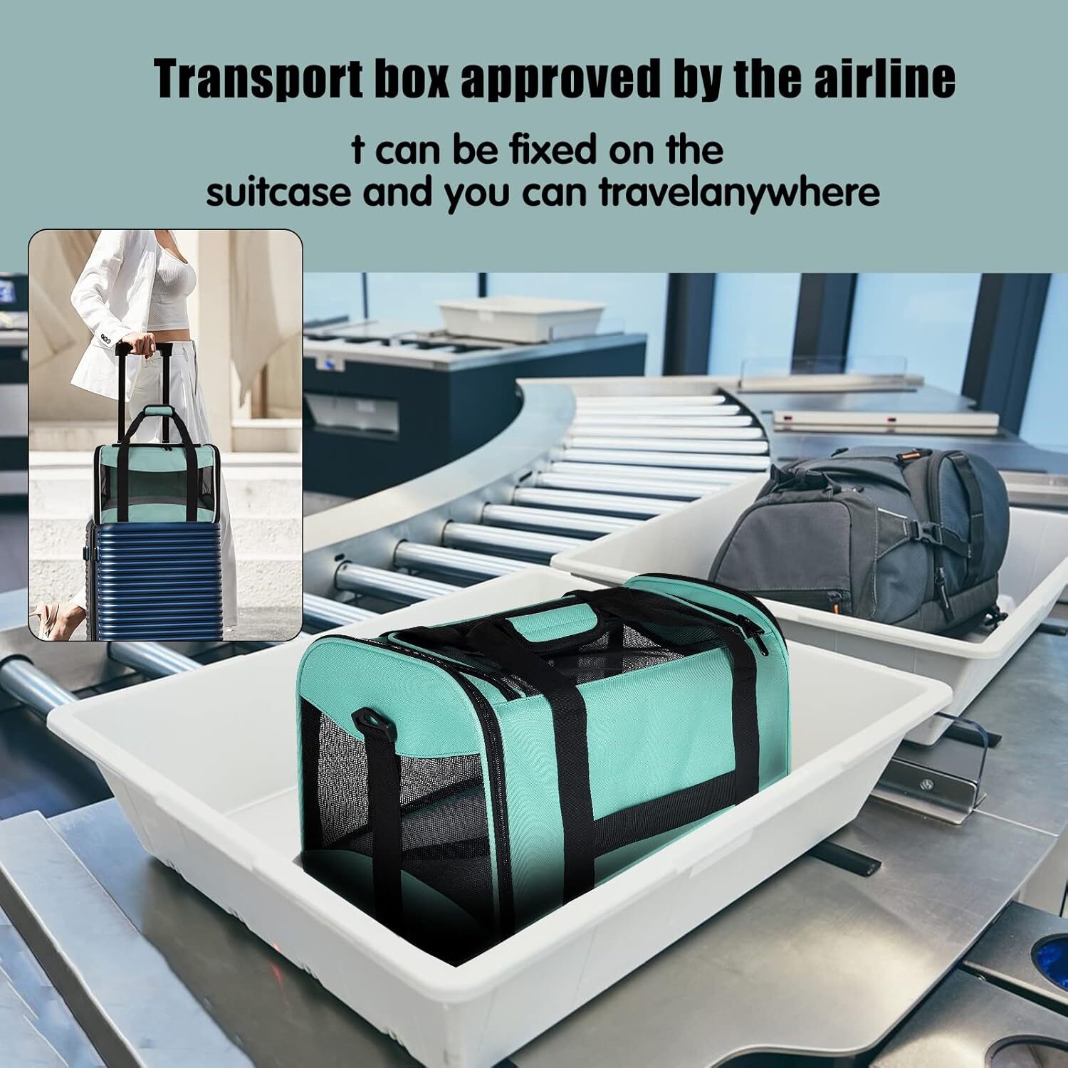 Cat carrying case, pet dog bag, soft faced cat bag, airline approved pet travel bag, weighing up to 15 pounds (approximately 6.8 kilograms), foldable 