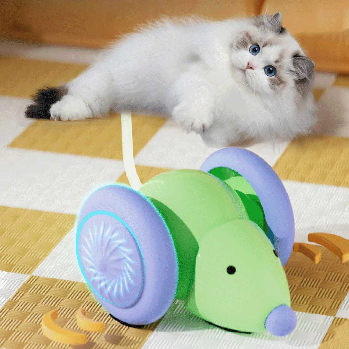Intelligent electric mouse cat toy used for interactive gaming time with obstacle avoidance silent charging 1.5H battery life Y250412