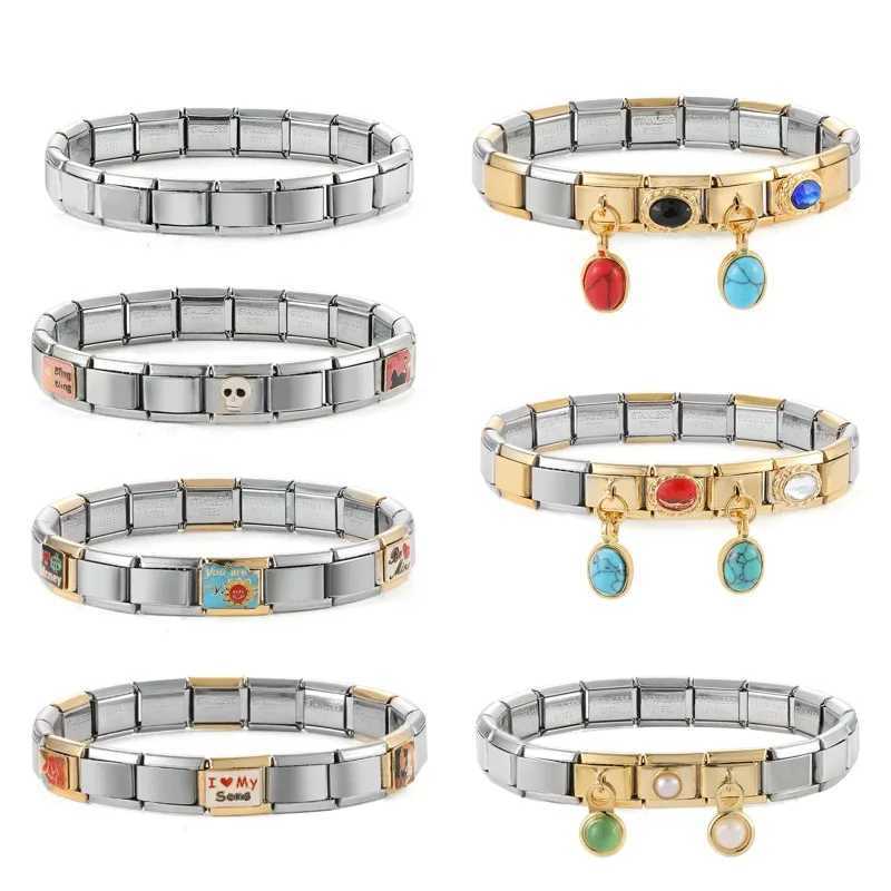 New Fashion Italian Charm Links Bracelet Stainless Steel Women 9mm Width Bracelet Bangle Girls Wedding Jewelry Gifts WholesaleC250411