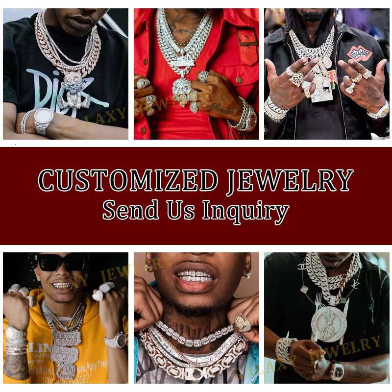 Hip-Hop Glamour Pass Diamond Tester 3mm 4mm 5mm Sparkling Vvs Moissanite Stones Rapper 925 Silver Tennis Chain Urban Fashionista
