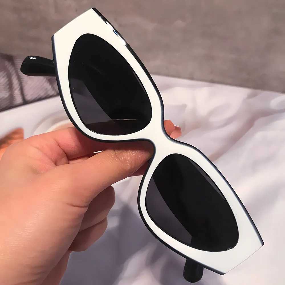 vintage small oval cat eye sunglasses women new fashion brand black white sexy sun glasses ladies trendy elegant shades uv400 Z250411