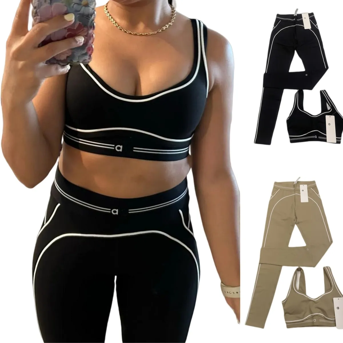 New Yoga Sets Sports Heart Throb Bra+Leggings High End White Striped Low Back Dance Yoga Outfits Summer Womens Fitness Gym Suit Pilates Muse Aloness women clothe sets