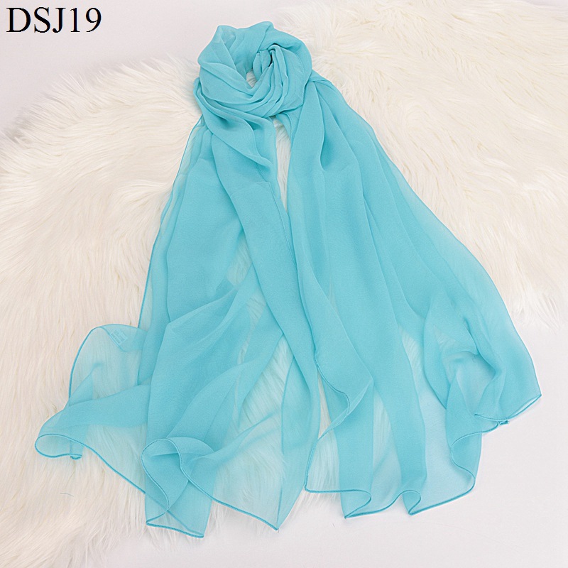 K373 Georgette pure color silk scarf light and soft exercise etiquette silk scarf square dance dance yoga body catwalk scarf