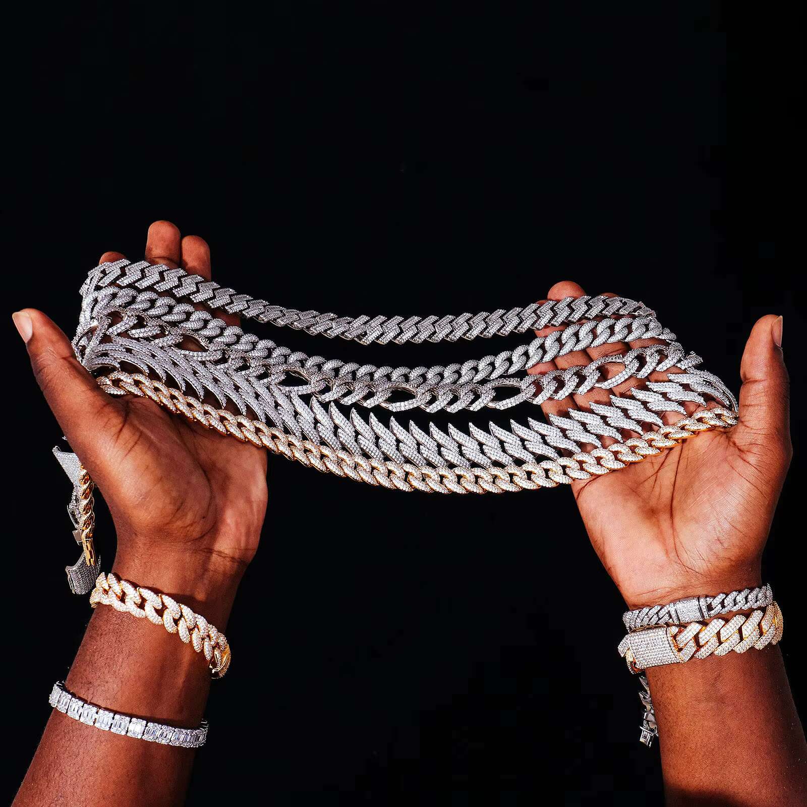 925 Silver Iced Cuban Miami 7-22inches Hip Hop Bracelet Vvs Real Diamond Moissaniten Cuban Link Chain Necklace for Men