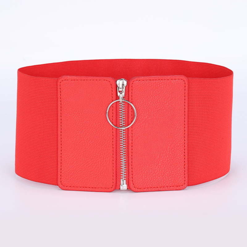 Ultra wide waistband women's circular zipper decoration, paired with skirt elastic elastic, simple and versatile waist seal