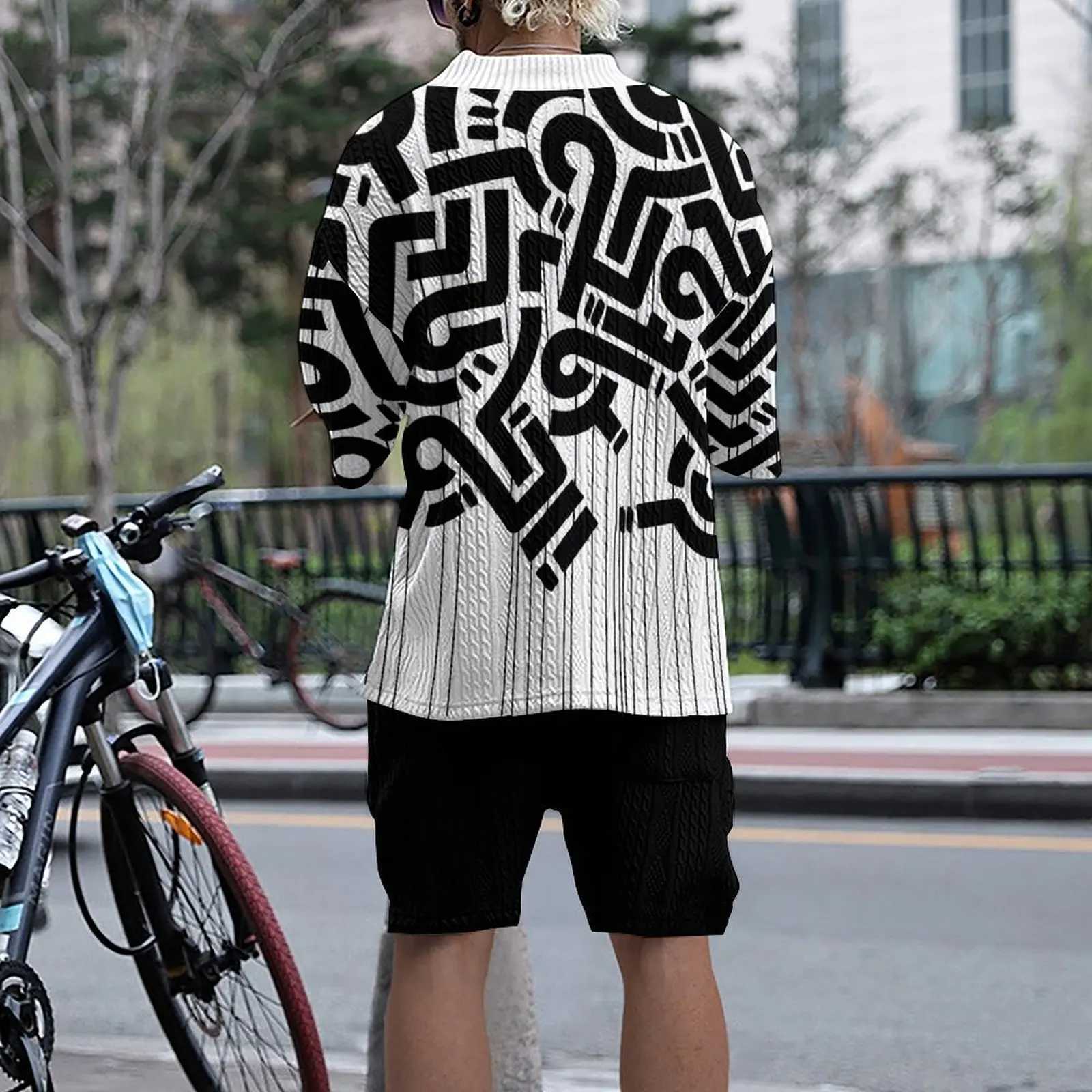 Mens summer loose short sleeved T-shirt V-neck sports set two-piece setXJ250412