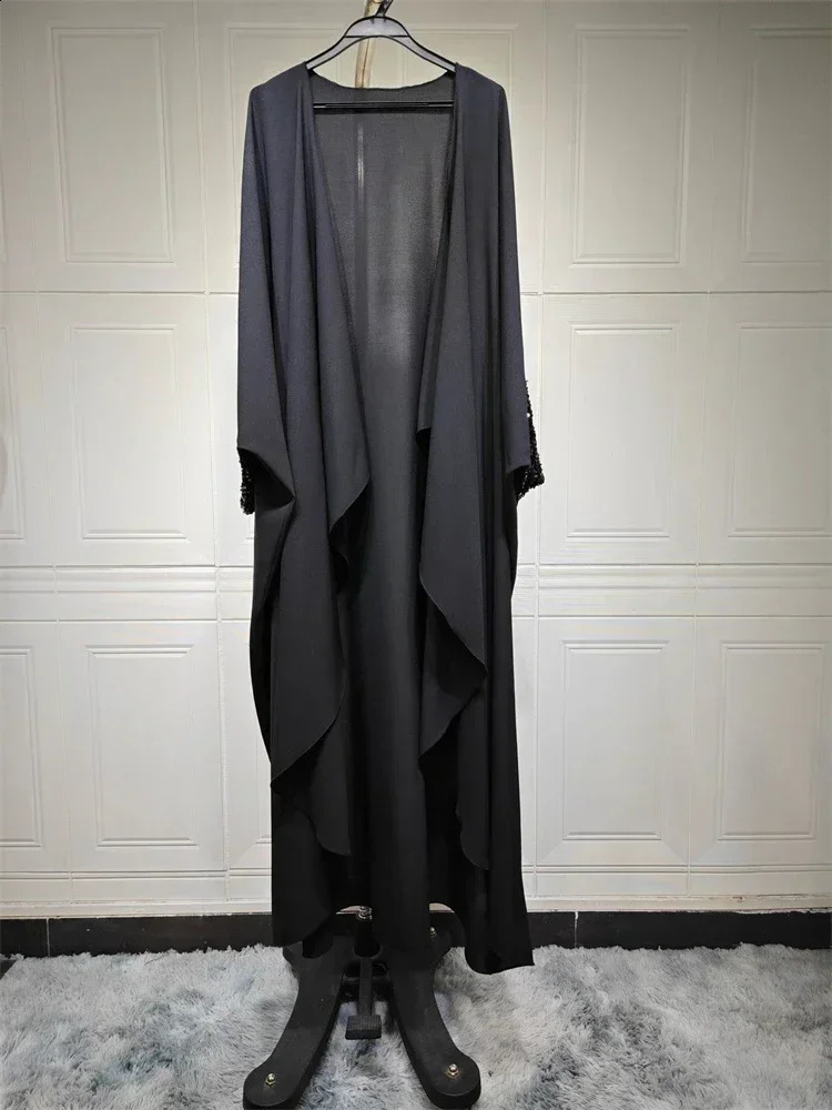 Eid al Fitr Black Kimono Abaya Dubai y Arab Muslim Islamic Kaftan Dress Abayas Women Ka Caftan Robe Musulmane 250411