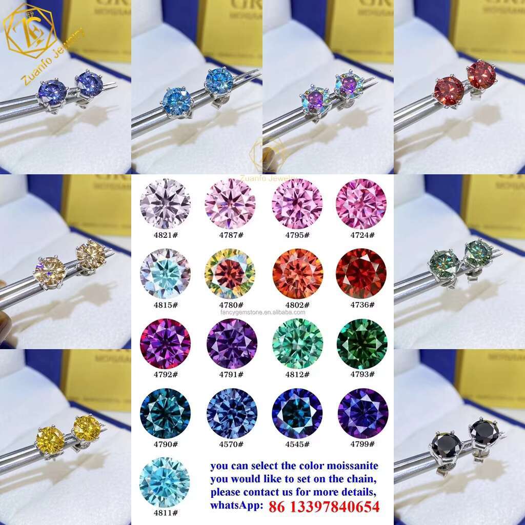 Hot Sale High Quality Moissanite Earrings 6.5mm 6 Prongs Round Cut Moissanite 925 Sterling Silver Stud Earrings
