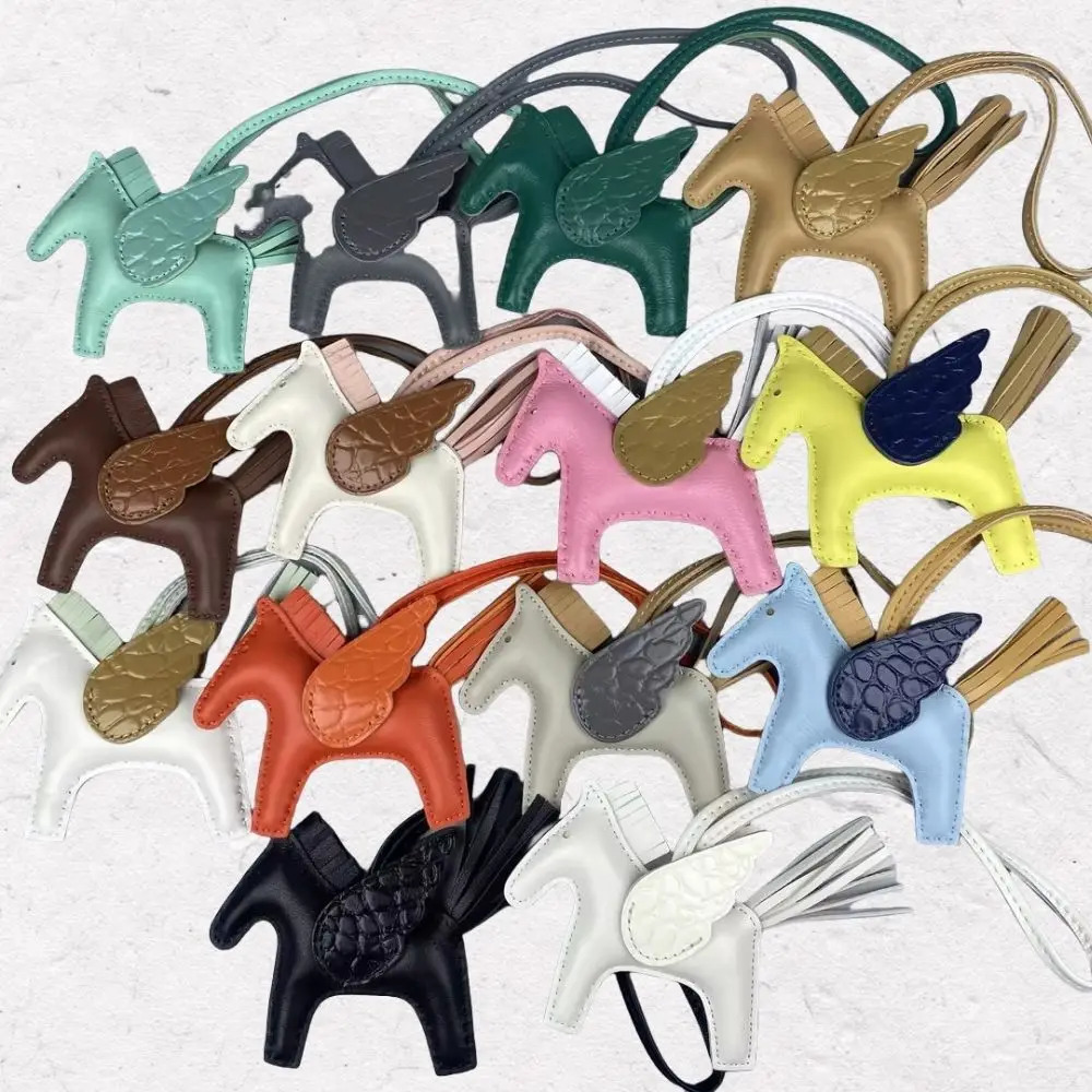 Genuine Leather Premium Lamb Leather Croc-Embossed Pegasus Charm Pendant - Bag Accessory Bag Charm 251110