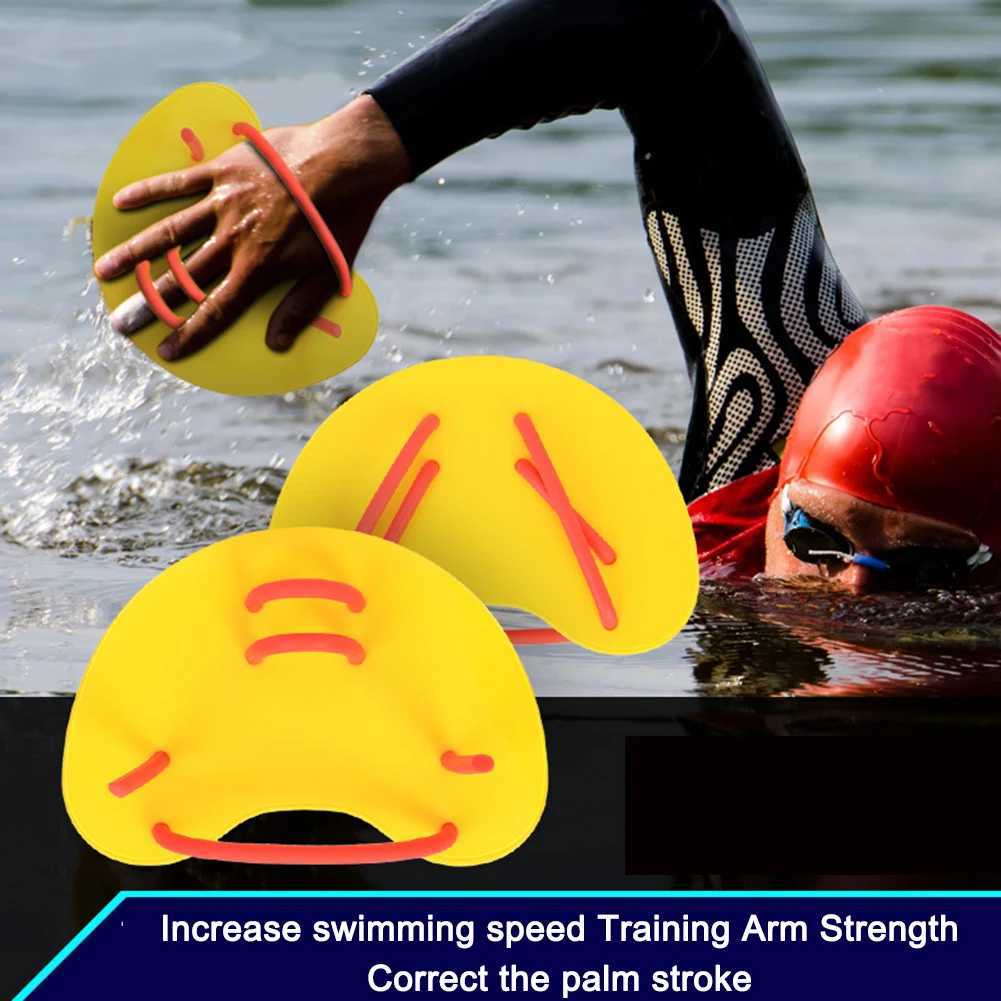 Silicone swimming paddles womens safety water sports hand net flip diving gloves swimming pool paddles swimming fingers finsY250412