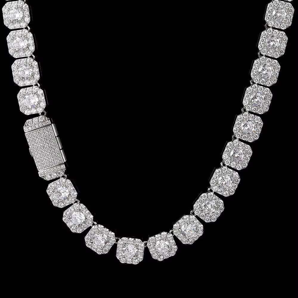 Hip Hop 925 Silver Necklace Hipster Personality Mosan Diamond Men Rock Candy Necklace Hip Hop Jewelry