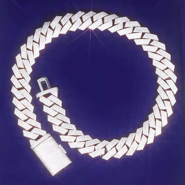 RTS Heavy Weight 4rows 20mm Width Moissanite Chain Men Diamond Necklace S925 Silver Cuban Link Chains Jewelry