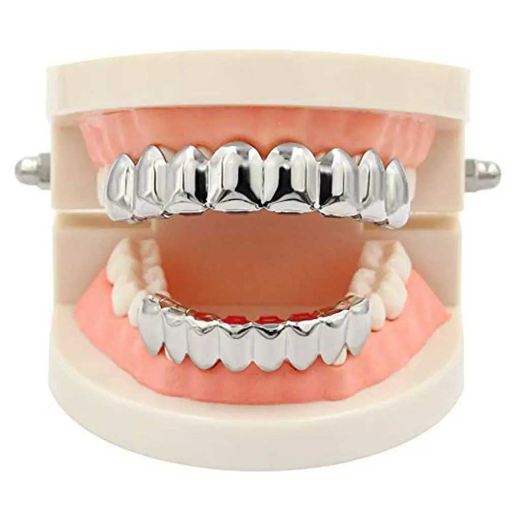 Best Bottom Dentures Halloween Mouth Barbecue Punk Copper Plated Gold Teeth Party Decoration Supplies W250412