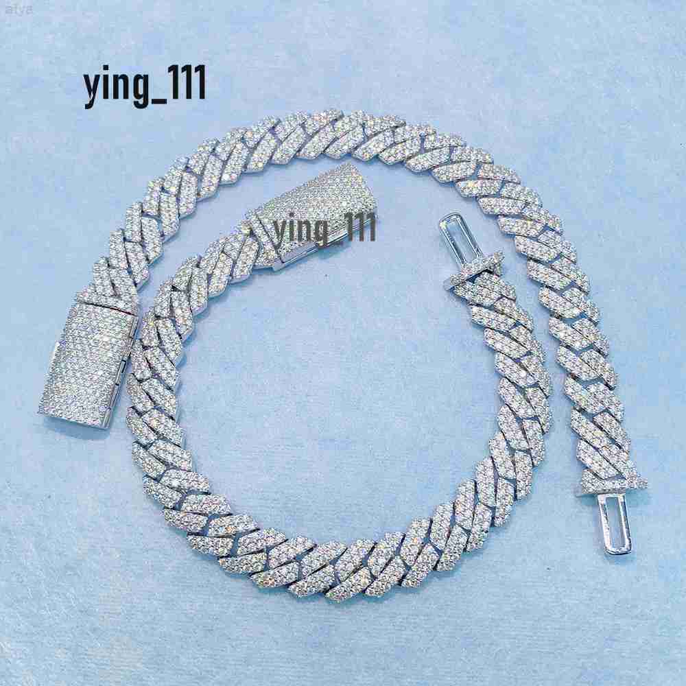 Mens Cuban Chain 10mm 925 Sterling Silver Moissanite Link Hip Hop Jewelry
