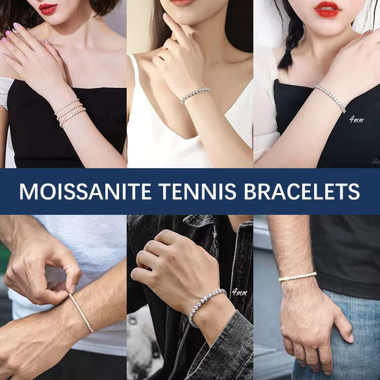 Goldleaf Jewelry Hot Sell 3mm-5mm D Color VVS Moissanite Tennis Chain Necklace Bracelet 925 Sterling Silver Moissanite Chain
