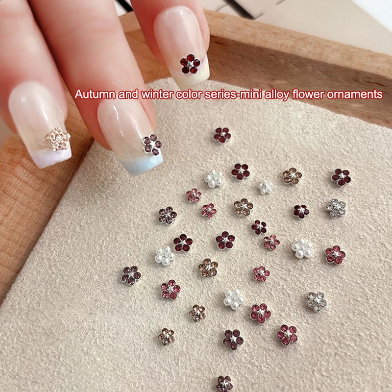 5 pieces of mini crystal five petal nail charm jewelry accessories sparkling nail decoration rhinestone supplies materials 250407