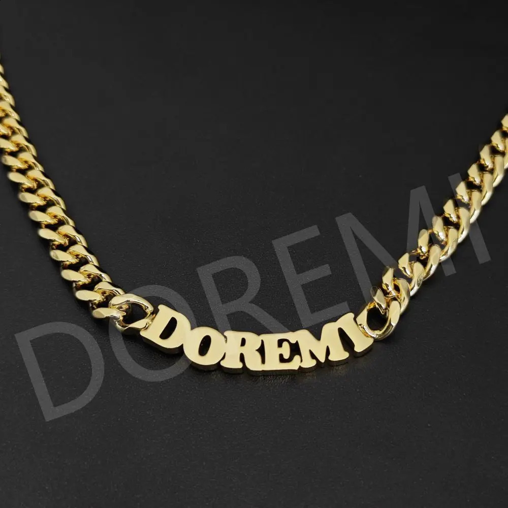 Doremi Personalized Jewelry Gift Customized Necklace Stainless Steel 8mm Cuban Chain 3mm Thick Letter 250410