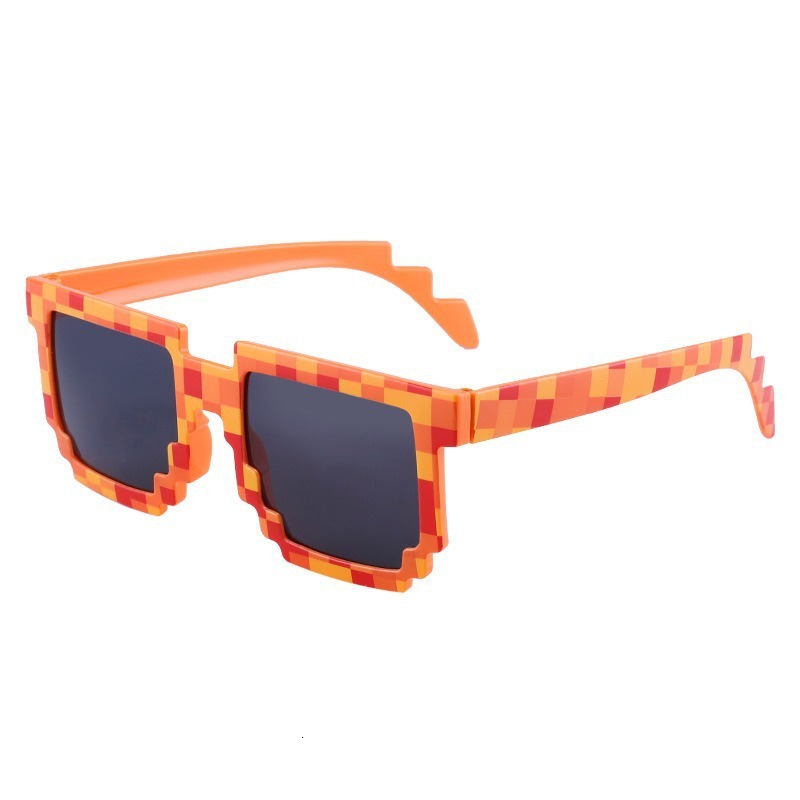 New Funny Wedding Party Sunglasses Net Red Wind Building Block Color Grid anime Square Mosaic