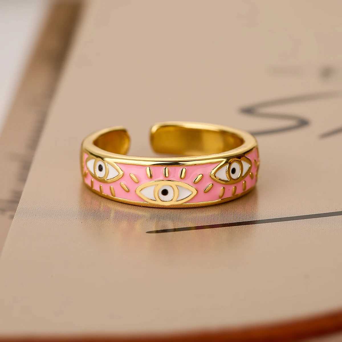 New 5 styles of blue Evil Eye open ring suitable for girls retro finger band CZ Stone modern La adjustable party jewelryXJ250412
