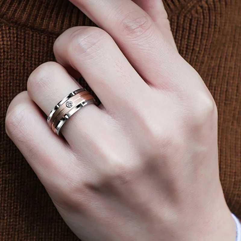 Classic stainless steel mens ring with dual color electroplating fashionable and simple ring jewelry accessories direct shipping size 6-13XJ250412
