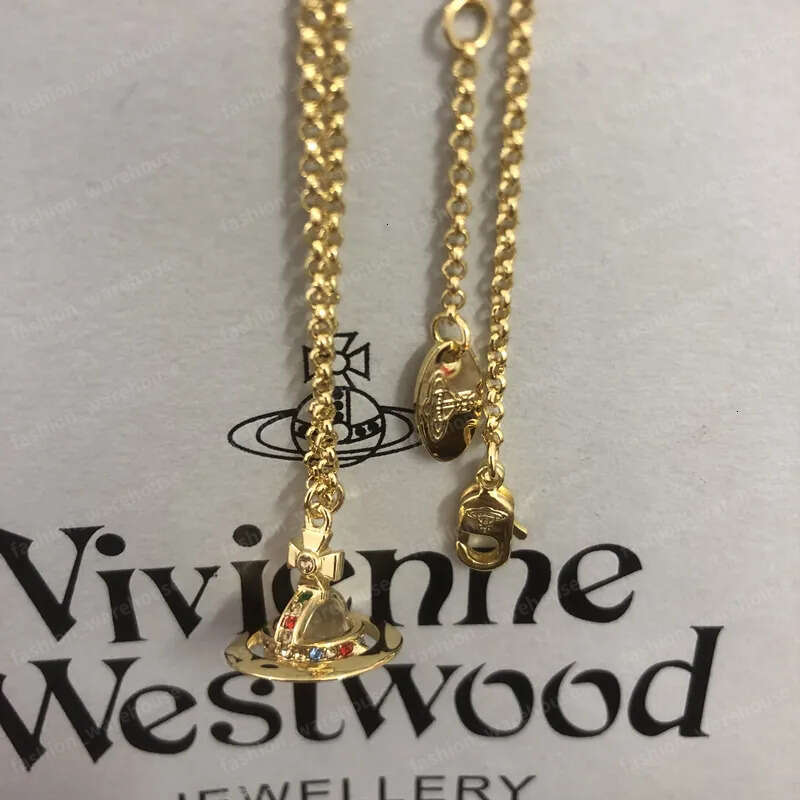 vivieve necklace Designer necklace Western Empress Dowagers Ufo Orb Threedimensional Saturn vivienmes Necklace Replica Mint Green Ice Blue Glass Bead Sweat f71