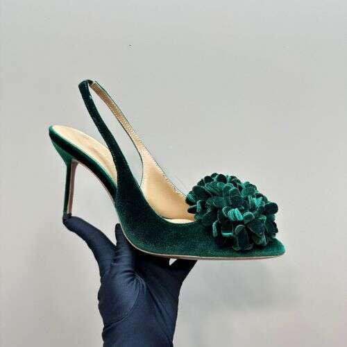 Pointed flower toe sandals women's fashion suede temperament after 2025, with a single strap and high heels