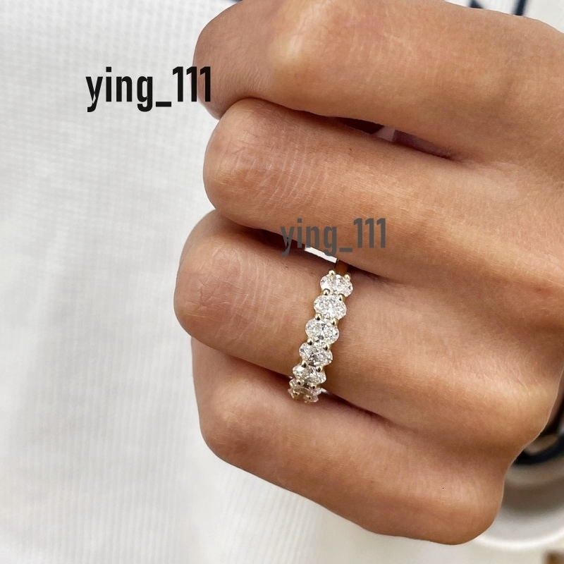 18K Yellow Gold Oval Cut Half Eternity Women Ring HPHT Lab Diamond Rings For Women 7 Stones 4.6*3.3MM Oval Wedding Anniversary Ring Gift