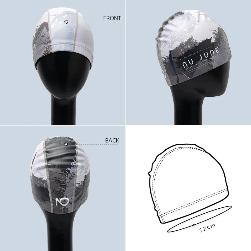 Nujune High Elastic Swimming Caps Adult Waterproof Stretchable Comfortable Ear Hair Protection Summer Pool Bathing Hat 250411