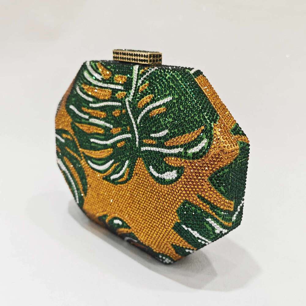 Jxl- Green Leaf Designer Purse For Women, Evening Pink Clutches, Ladies Soiree Feast Bags, Fashion