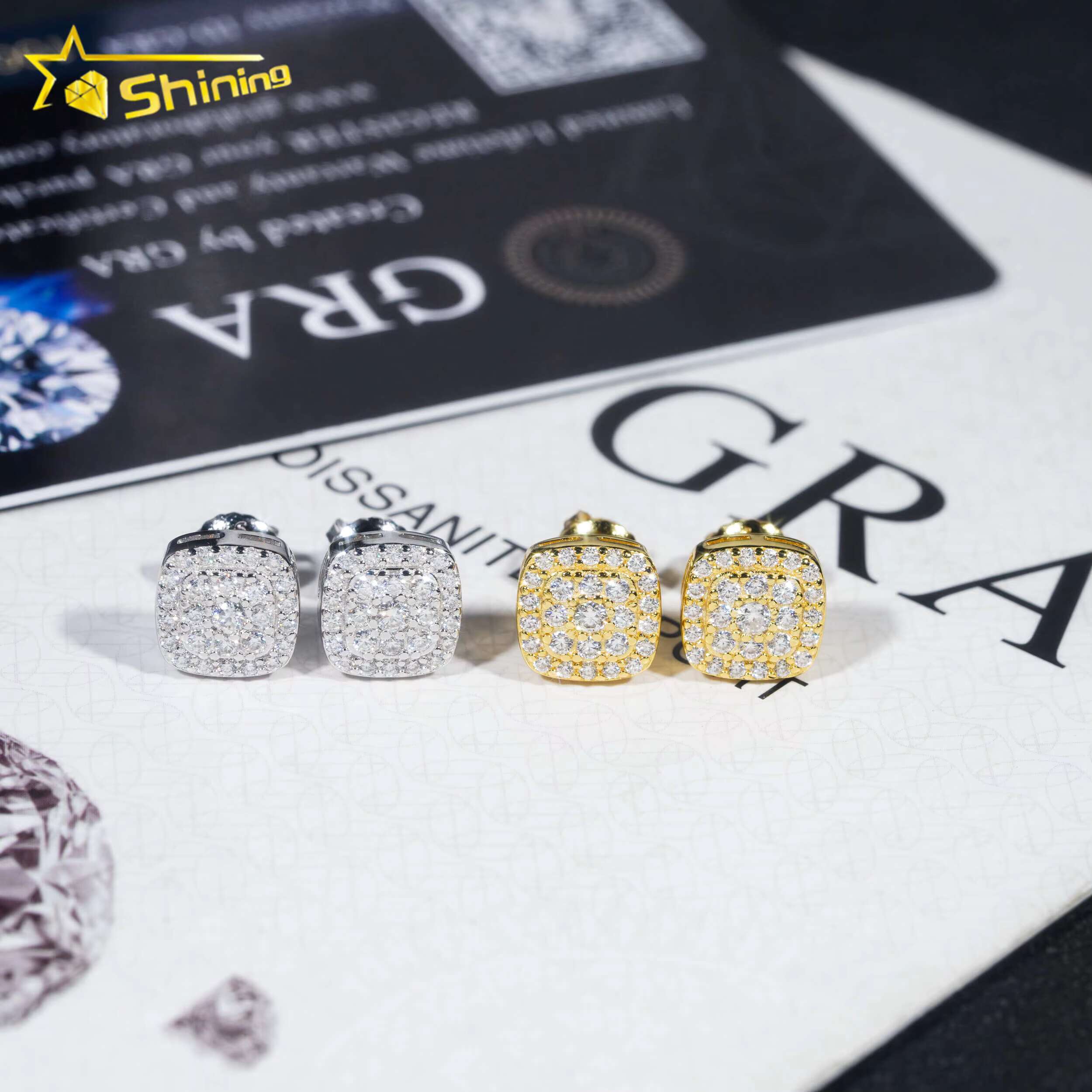 Ready to Ship Pass Diamond Tester Iced Out Hip Hop Jewelry Popular 925 Sterling Silver Men Earring VVS Moissanite Stud Earrings