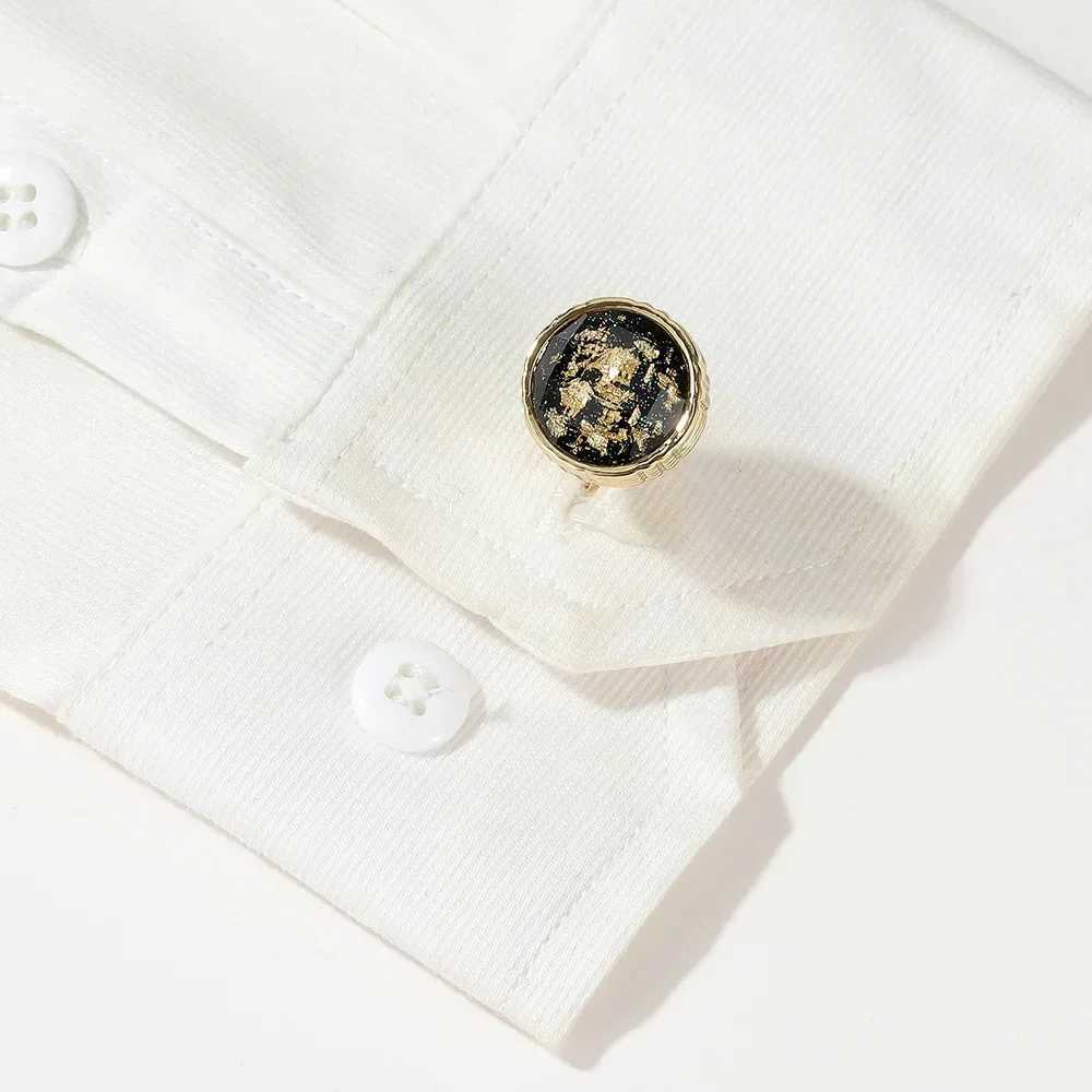 Mens cufflinks new luxury color pattern round gold French shirt cufflinks mens business banquet wedding accessories giftsT250412