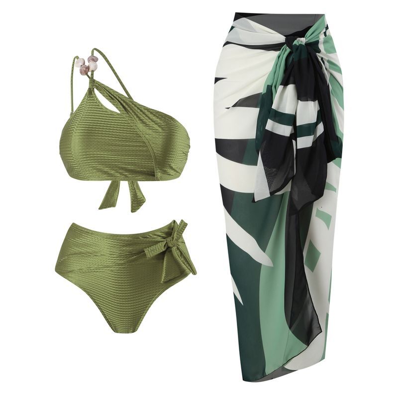 Women's Clothing Three Piece Female Bikini Split Chiffon Long Skirt Swimsuit Suit