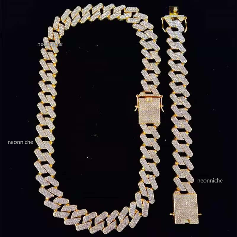 Sterg Sier VVS Dia Cuban Bracelet for Men Women 6mm 8mm 10mm 12mm White Gold GRA Moissanite Necklace
