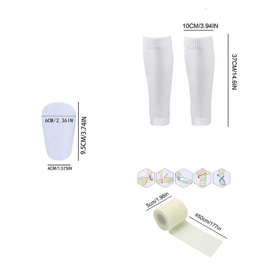4PCS Football Accessories Set Anti-slip Grip Soccer Socks Basketball Socks Shin Guards Socks Mini Shin Pads Sport Bandages K251111