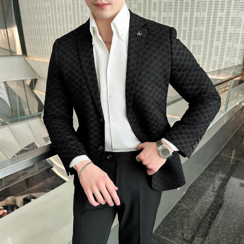 Spring and Autumn Single Chest Business Fashion Leisure Single Set Dress Jacket Mens Main Promotion 250411