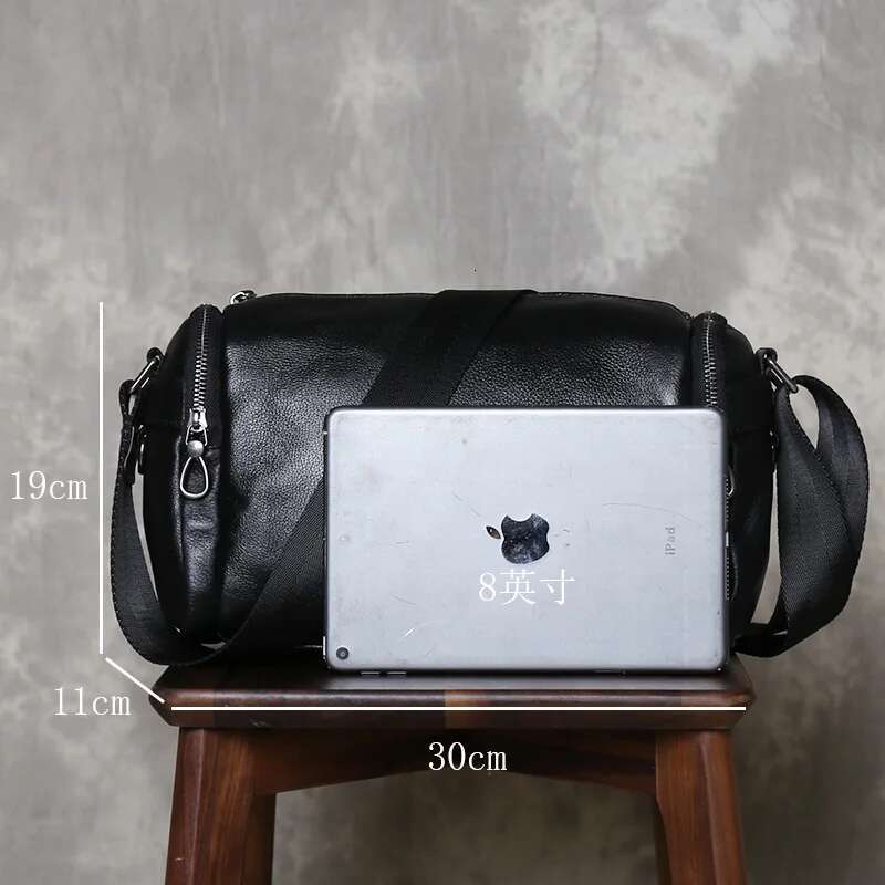 Handmade Genuine Men's Crossbody Daily Casual Shoulder Minimalist High-End Soft Top Cowhide Leather Bag