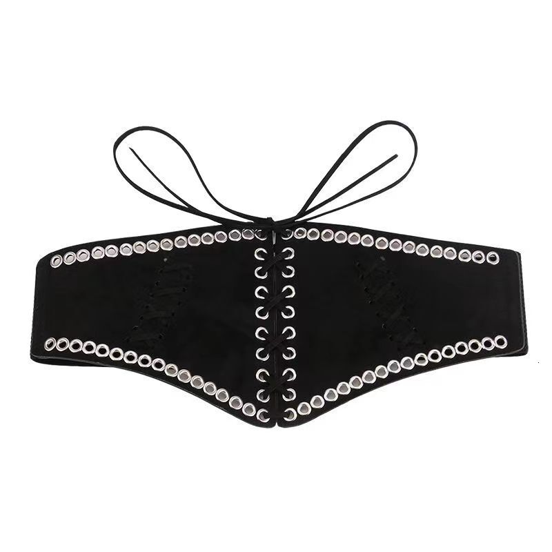Lace up chest support waist seal, women's decorative dress, fashionable outerwear, elastic waistband, plus size wide waistband