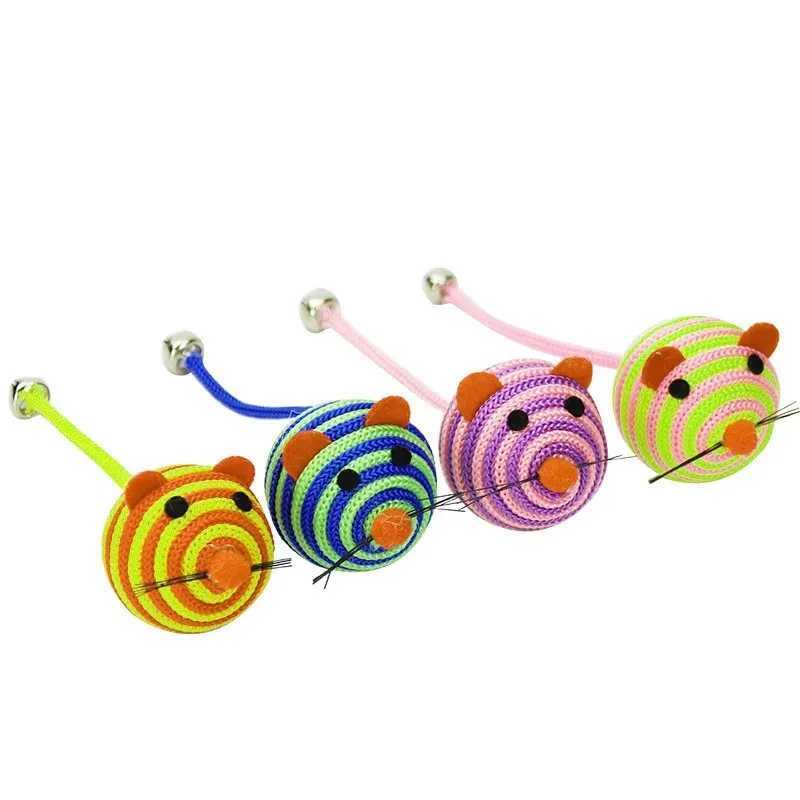 Pet Cat Toy Strip Nylon Rope Ball Mouse Toy with Bell Pet Cat Chewing Toy Interactive Pet Product Gatos Y250412
