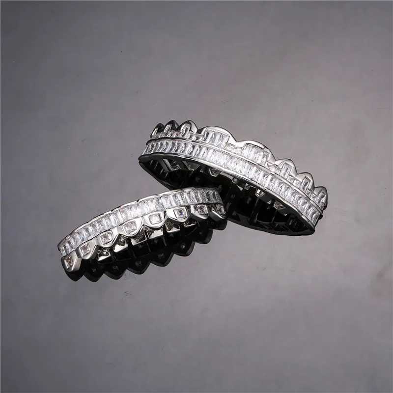 Feel Style Baguette Teen Grilz Set suitable for unisex cubic zirconia bottom box packaging mens and womens hip-hop gift jewelry W250412