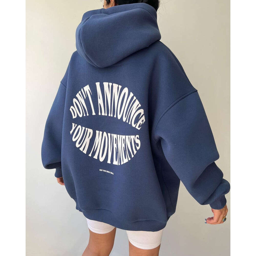 European and American women casual fashion letter printed versatile top long sleeved hooded sweatshirt for women