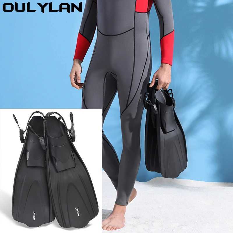 Oulilan adult adjustable swimming shoes scuba diving fins silicone long diving shoes single fin diving shoesY250412