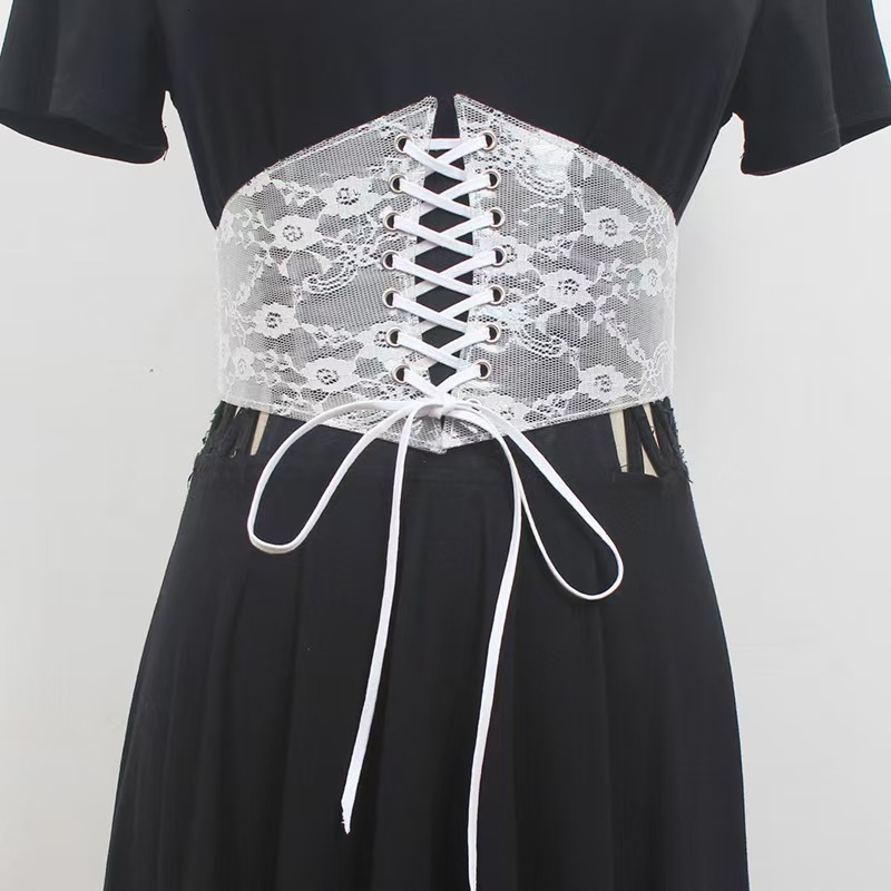 Fashion Wide Lace Cover Women's Versatile Dress Top Decorative Silk Waist Belt