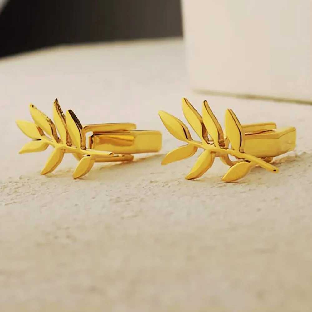 Personalized olive branch pattern cufflinks fashionable stainless steel customized cufflinks Fathers Day husband giftT250412