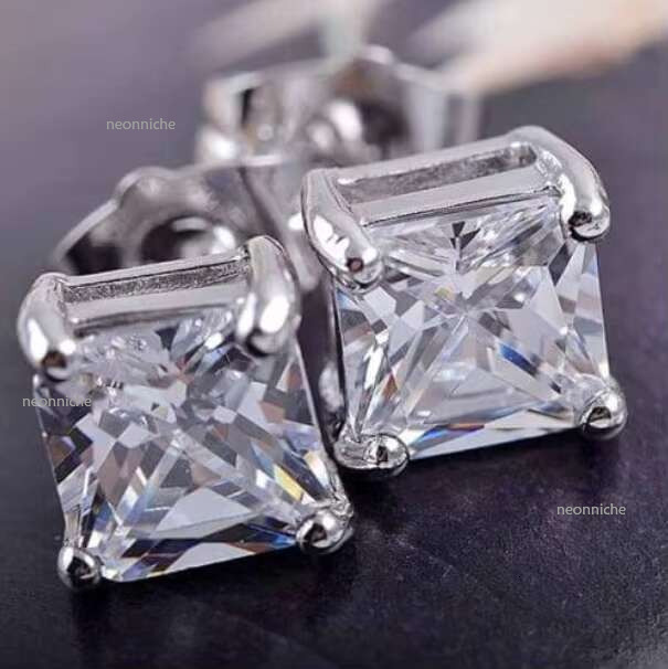Latest Fashion 14k Gold Plated Sier Bg Iced Out Moissanite Micro Full Paved Round Earring