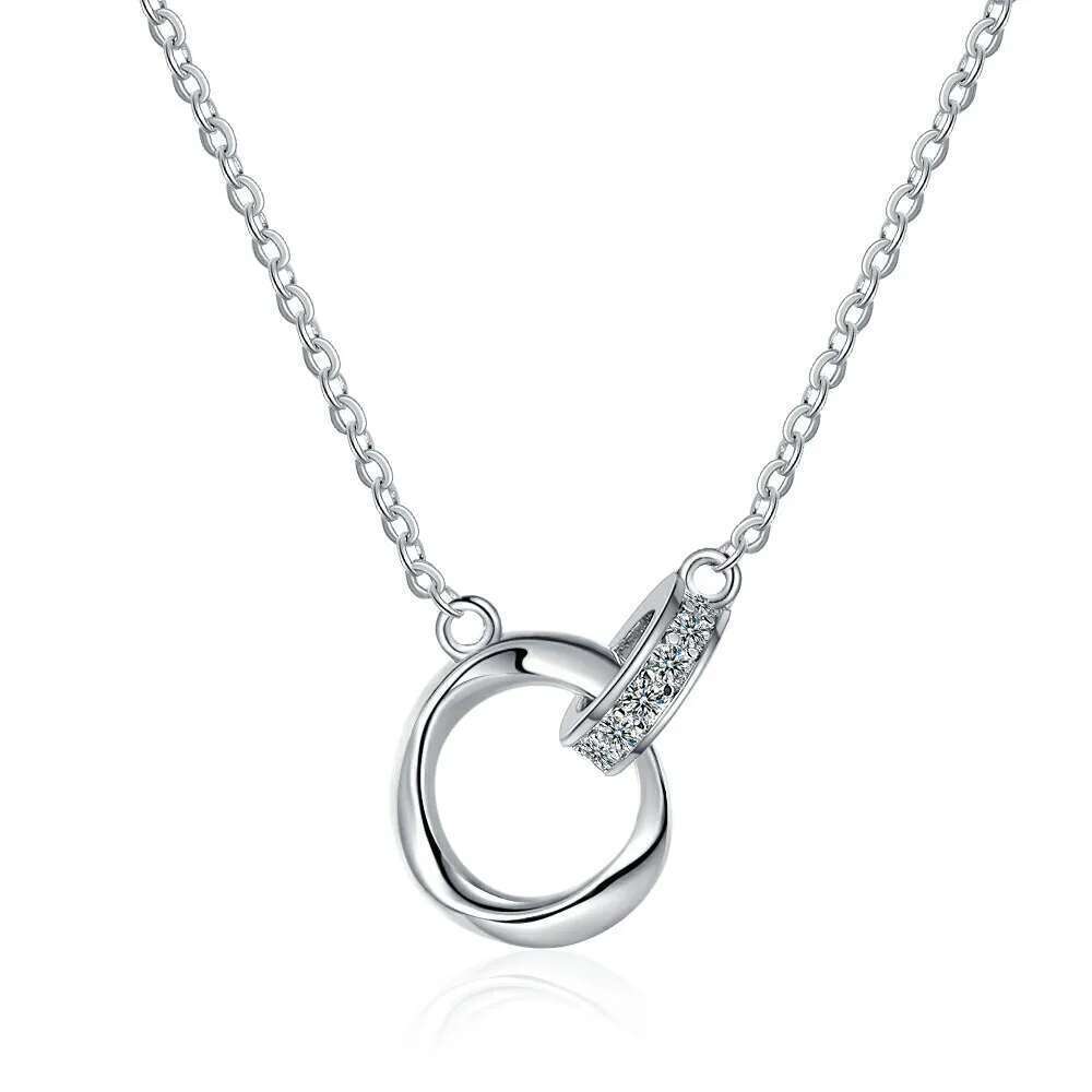 Sterg Sier Full Dia Zircon Simple Ring Clavicle Chain Women's Necklace